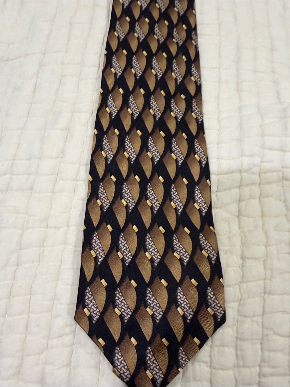 Classic Geometric Black and Gold Silk Men's Tie